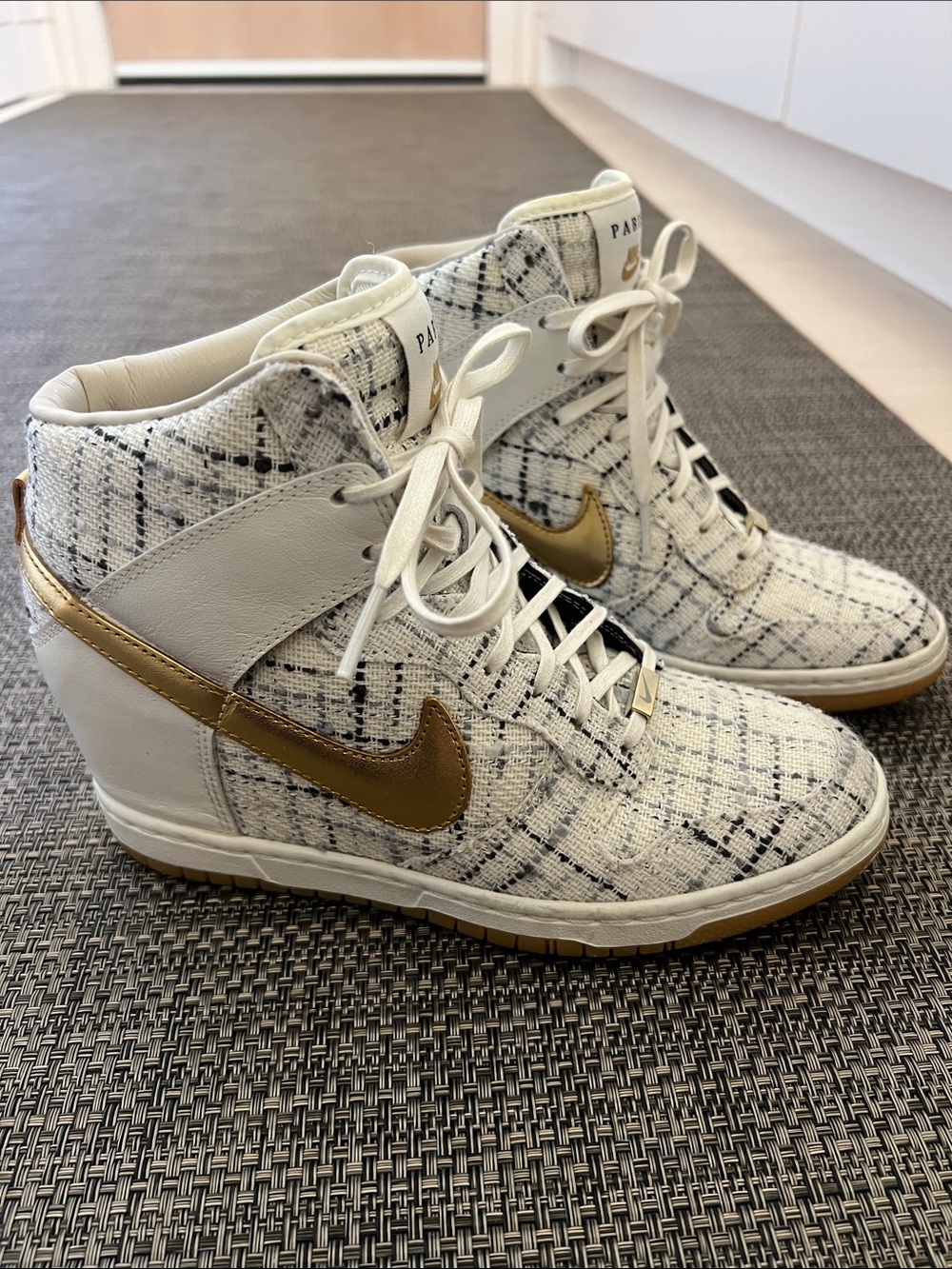 Nike Dunk Sky High City FW QS Paris 2012 Hidden Sneaker Wedge White and Gold